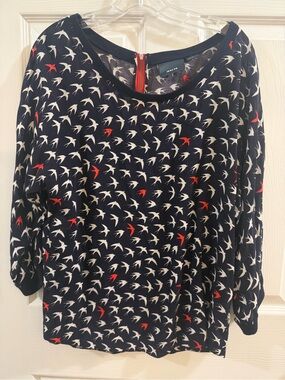 Maeve Anthropologie Bird Print Blouse Size 12
